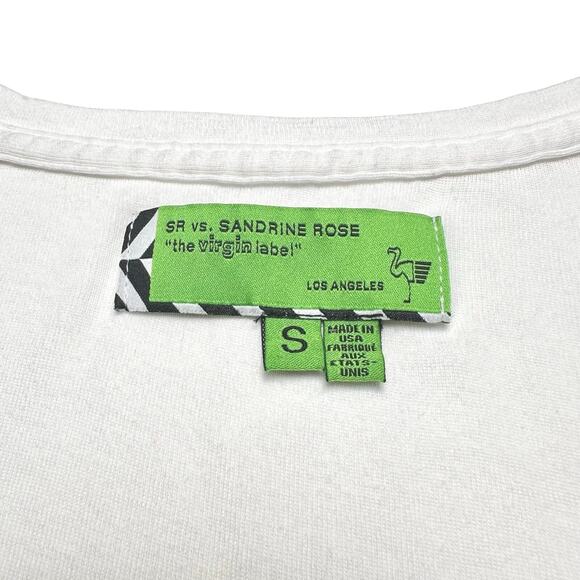 SR vs. Sandrine Rose | Women | White Cotton Cashmere Basic Essential Tee | Small - Picture 7 of 8